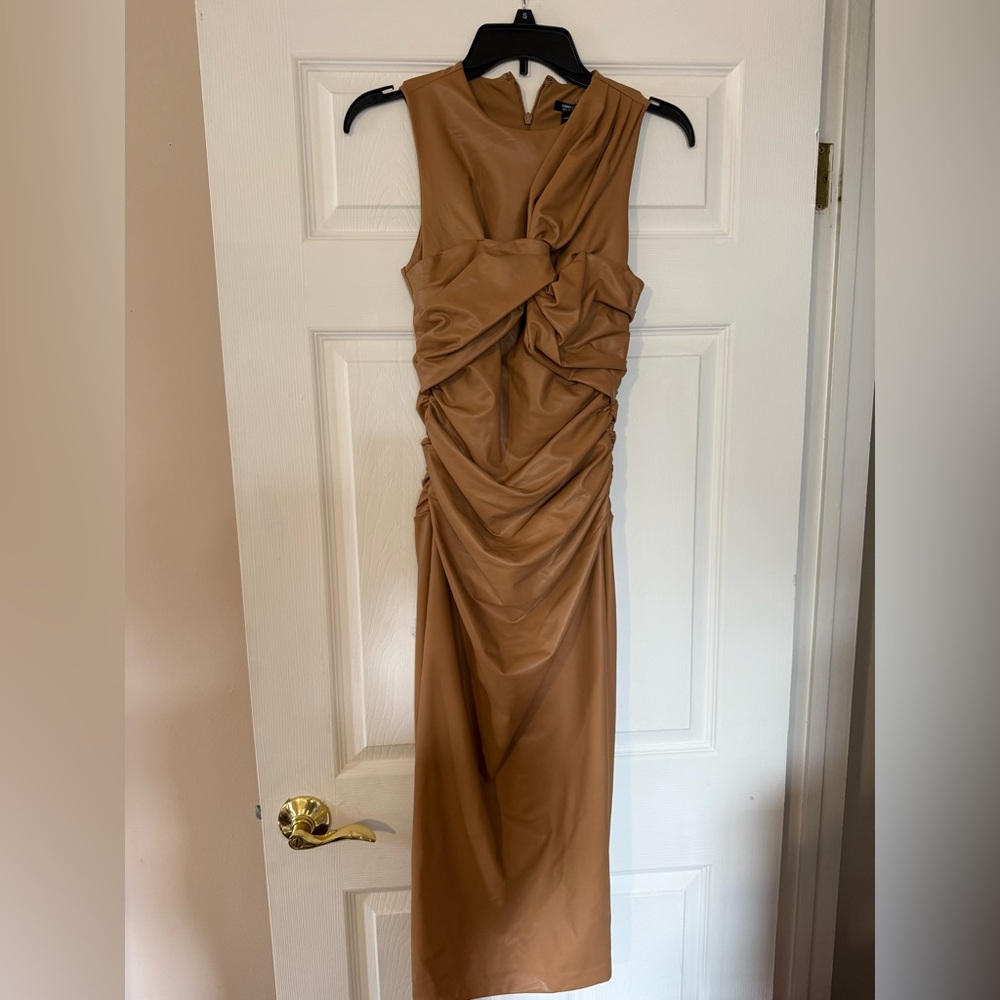 Express Twisted Front Sleeveless Maxi Dress in Camel Brown